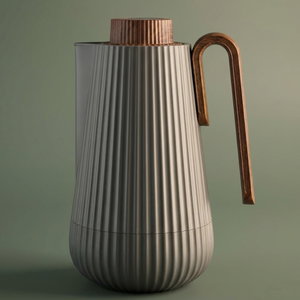 Glory Sumo Thermos, 1 liter, wooden handle, glass interior, push-button - dark gray wood finish product image