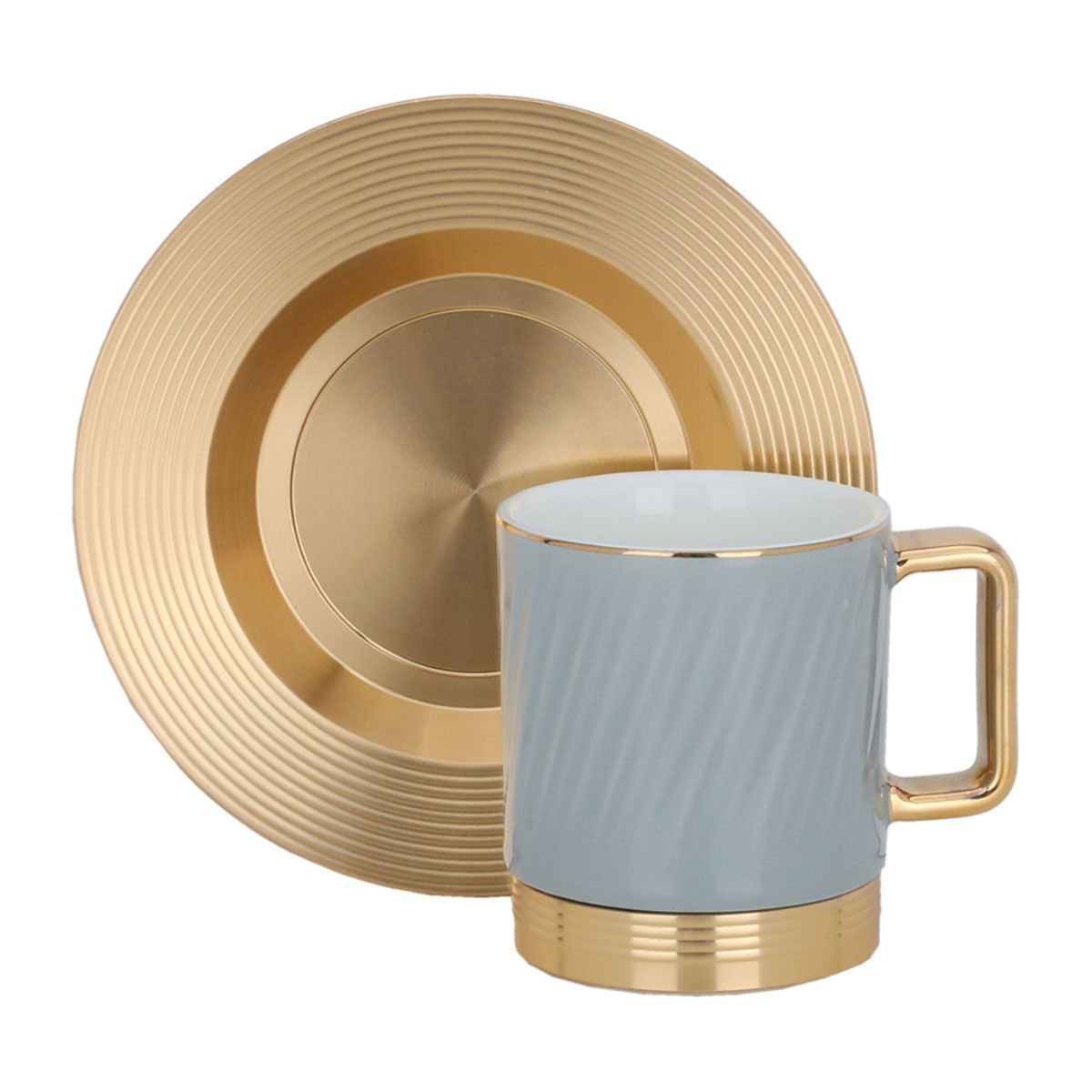 Al Saif Gallery coffee cups and saucers set, porcelain, 12 pieces - grey product image