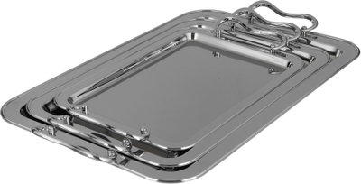 طقم صواني تقديم استيل الجهوري، 3 قطع - كروم product image 2
