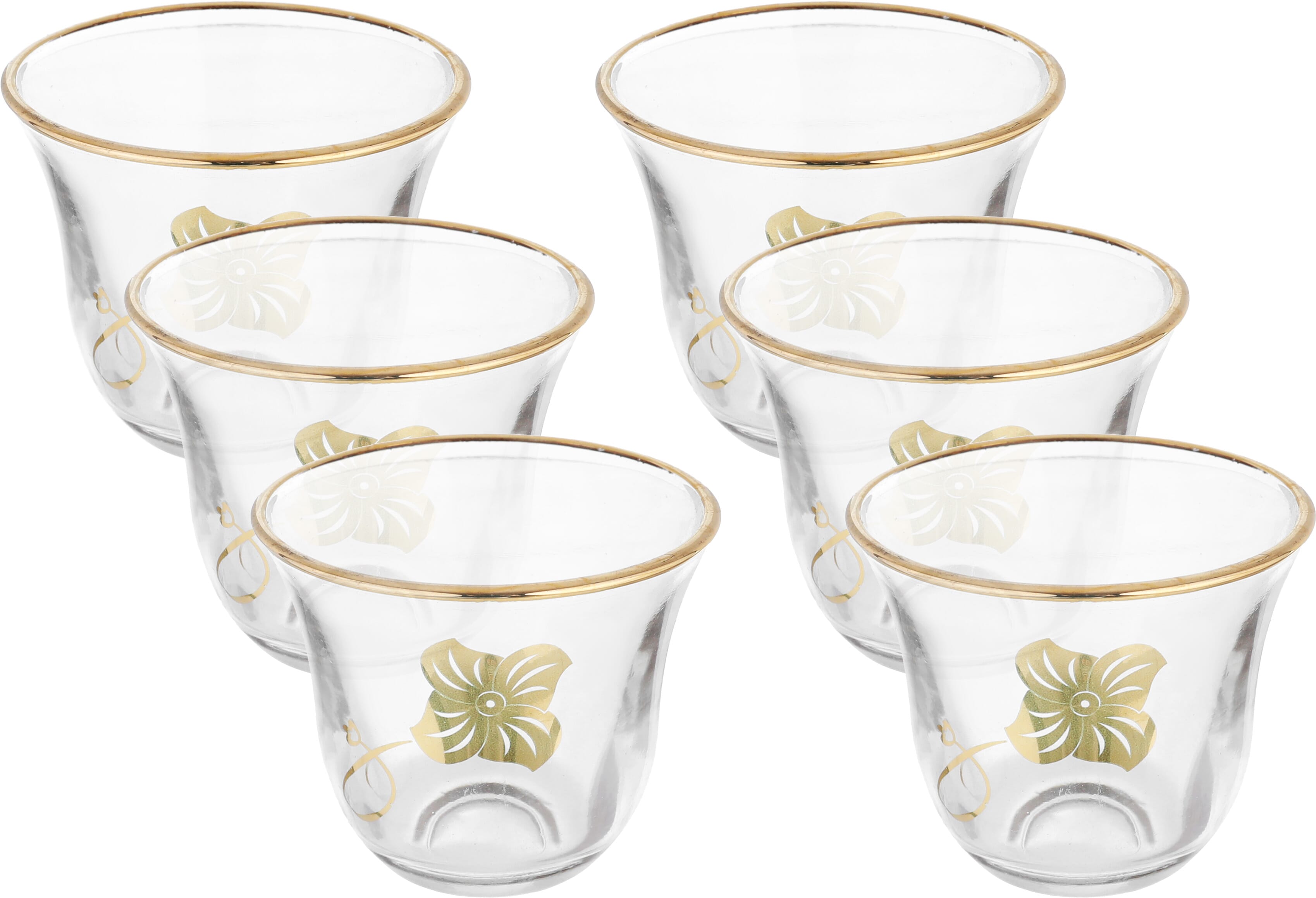 Al Saif Gallery glass Arabic coffee cups set, 6 pieces - transparent product image