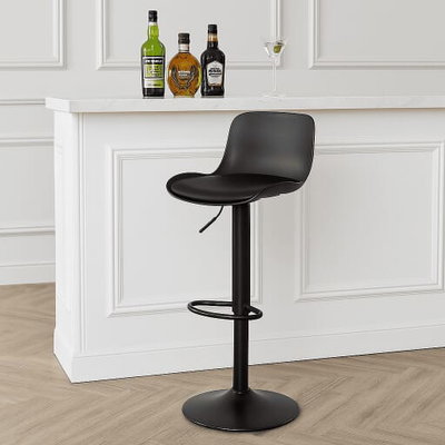 Modern Metal Bar Chair, 110×40×37 Cm, Leather And Foam Base - Black product image 1