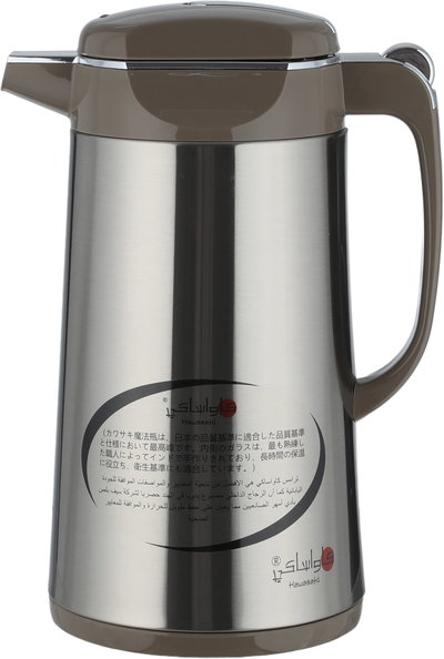 Kawasaki Thermos, 1 L, Glass Inner Lining, Stainless Steel Exterior - Light Brown/Silver product image 3