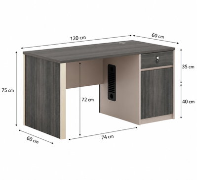 مكتب إداري خشب MDF، 120x60x75 سم - رمادي غامق بيج product image 2