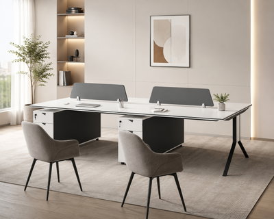 مكتب مزدوج خشب MDF، 240x120x75 سم - ابيض رمادي product image 3