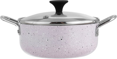 Rocky Granite Cooking Pot, 14 cm, Glass Lid - Pink product image 5