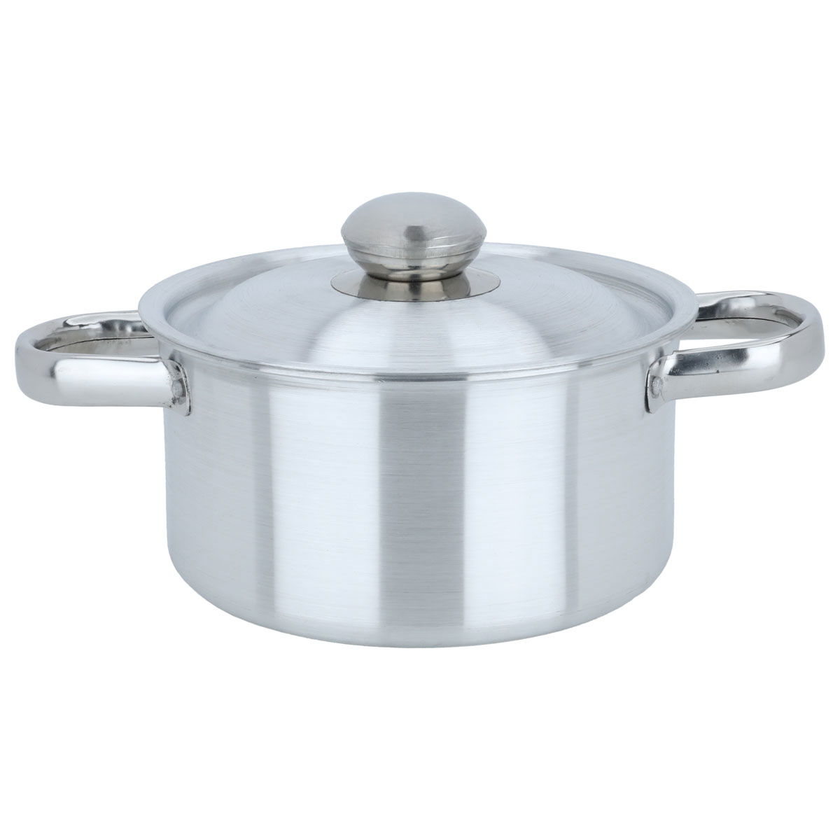 Robust aluminum pot with lid and handles, 20 cm, round - silver product image