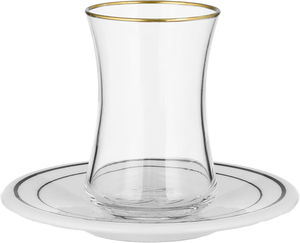طقم بيالات شاي زجاج السيف غاليري، قطعتين - شفاف product image