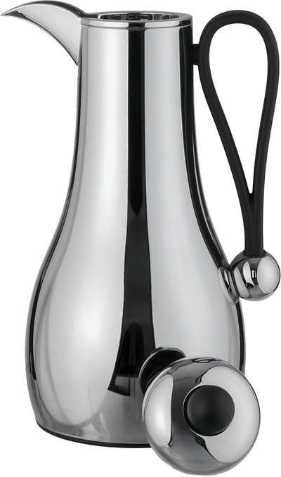 Al Saif Gallery Gheem Thermos Set, 2 Pieces, 1/1 Liter, Glass Inner Container, Black Handle - Silver product image 6