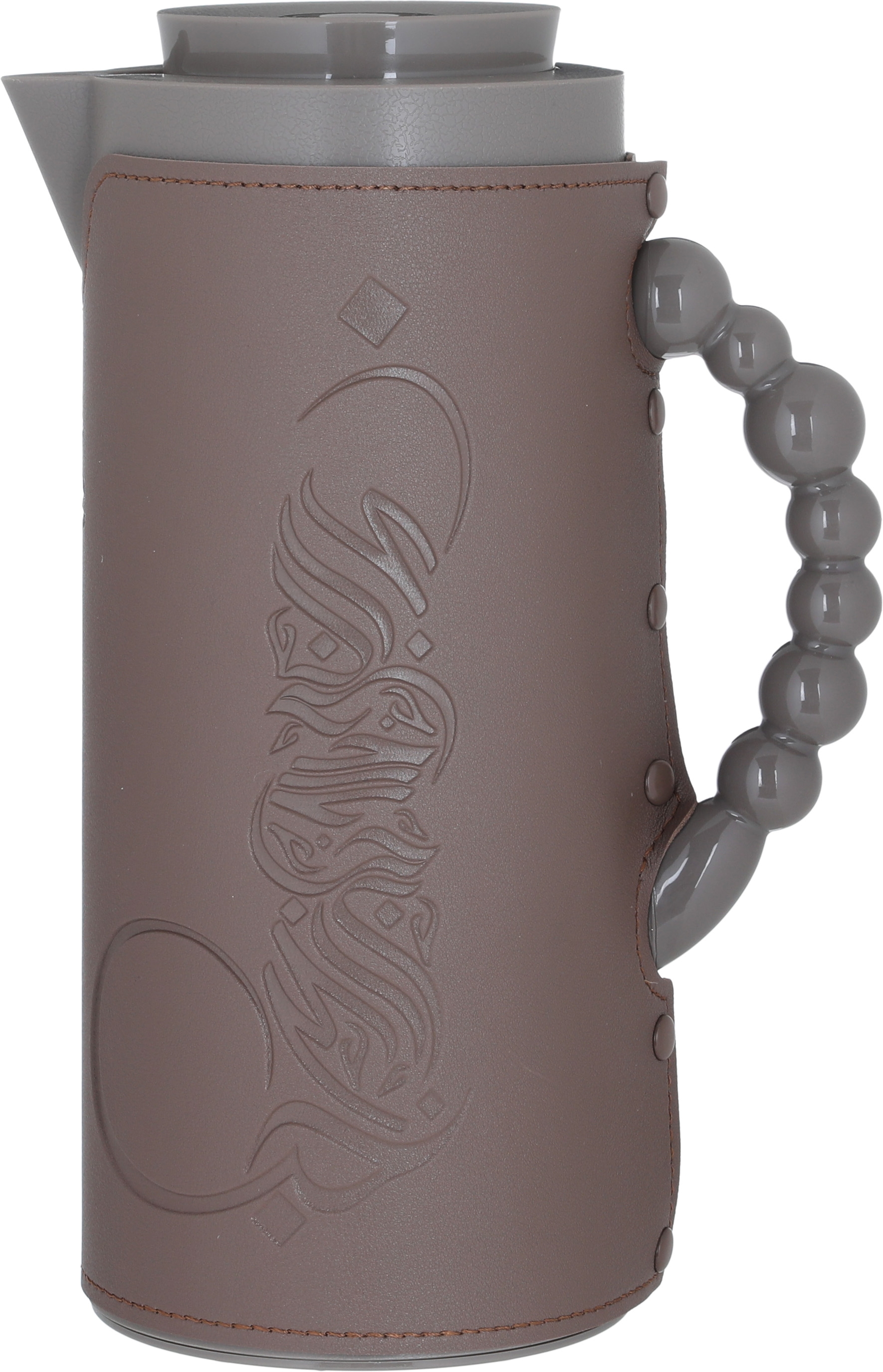 Al Saif Gallery Royal 7 glass thermos, 1 liter, with leather cover, glass inner case, plastic outer body - brown product image