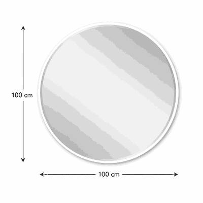 مراية دائرية زجاج، 100×100 سم، اطار معدن - ابيض product image 3