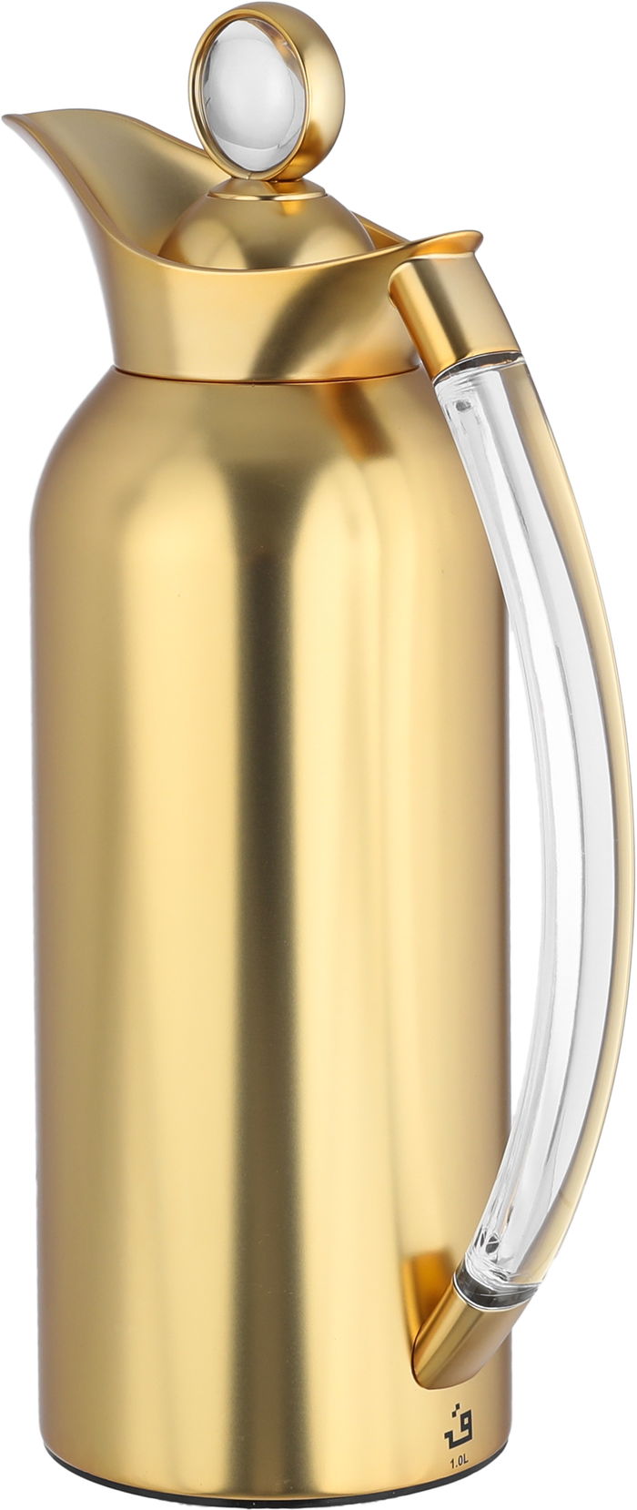 Al Saif Gallery Thuraya Thermos Set, 1/1 Liter, Glass Inner Material, Transparent Handle, Press Lid - Gold product image 7