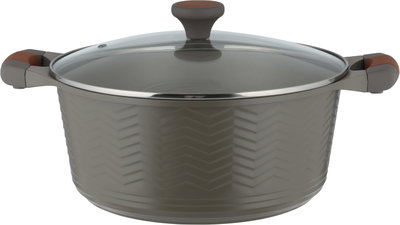طقم قدور داي كاست الومنيوم روبوست، 9 قطع، غطاء زجاج، يد سيليكون - رمادي product image 6