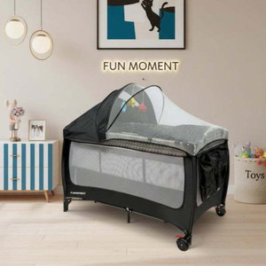 حظيرة لعب اطفال فان مومنت، 125×65 سم، مع ناموسية - اسود product image