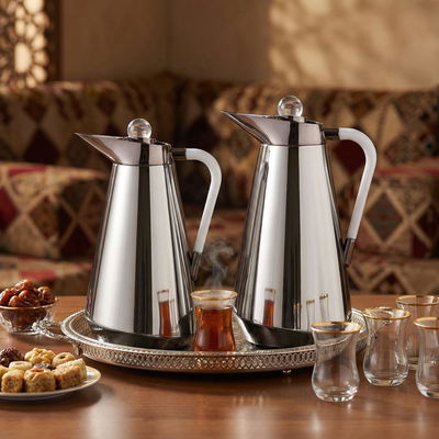 طقم ترامس طريف السيف غاليري، 1/0.7 لتر، حافظة داخلية زجاج، يد شفاف، غطاء ضغاط - اسود product image 2