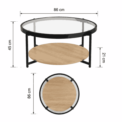 طقم طاولات خشب MDF و معدن، 5 قطع - اسود بني product image 4