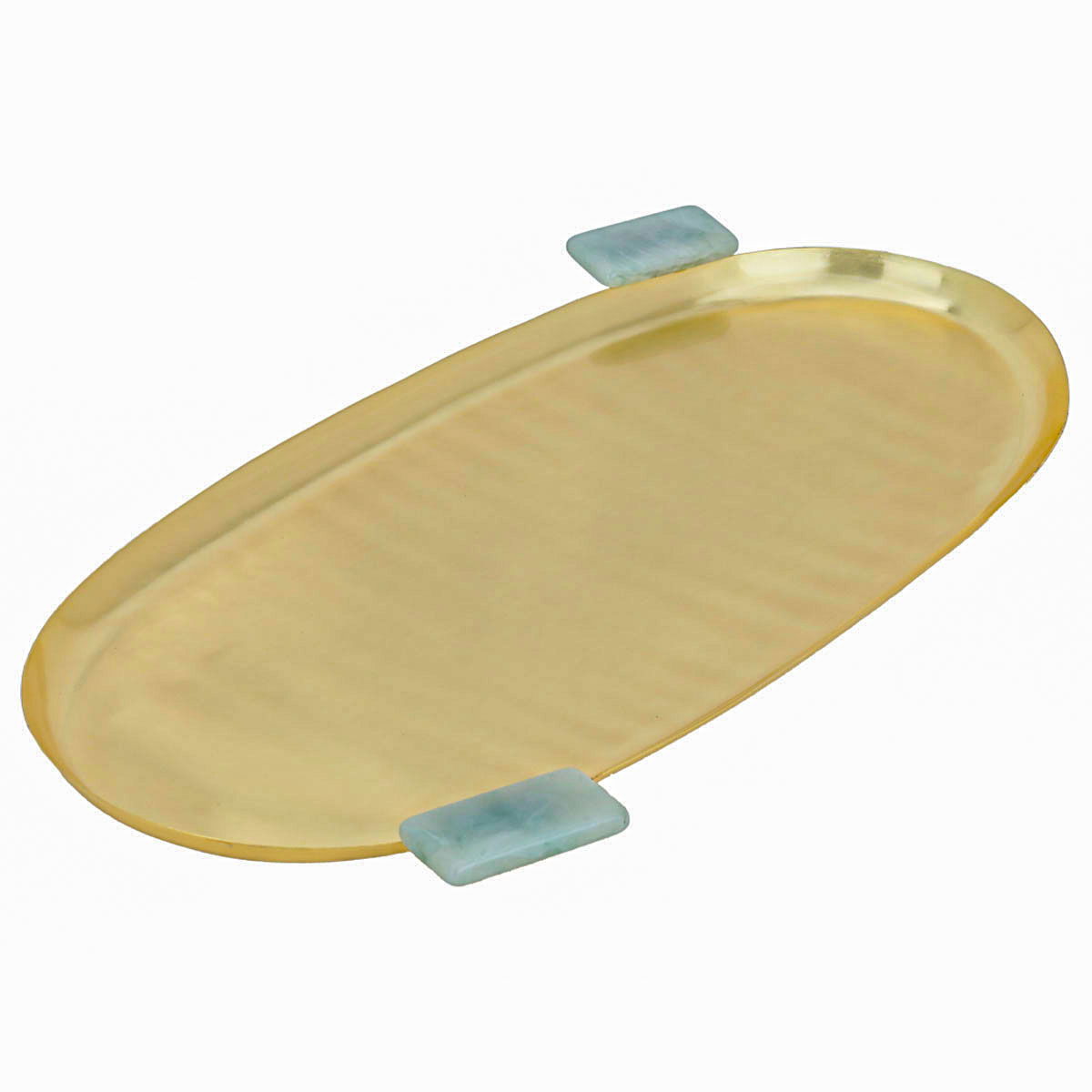 Tofaria steel serving tray with marble handle from Al Saif Gallery, 46 x 20 x 2 cm, oval - gold product image 2