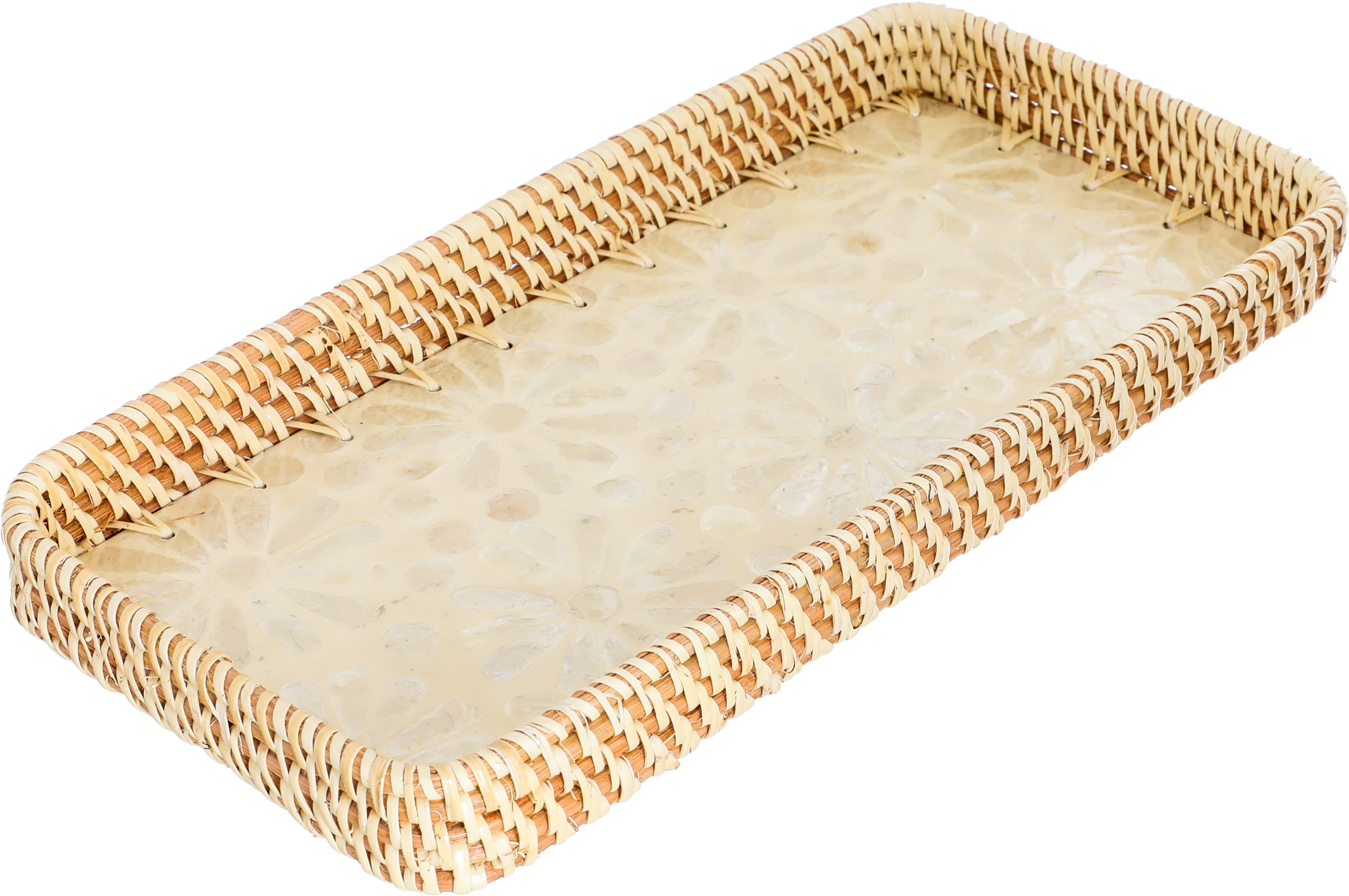 Tofariyah Al Saif Gallery Wicker Toufia, 37 x 17 x 3 cm, rectangle, scalloped pattern - beige product image 2