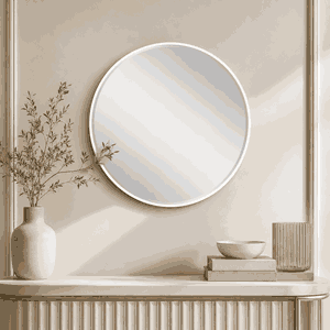 مراية دائرية زجاج، 100×100 سم، اطار معدن - ابيض product image