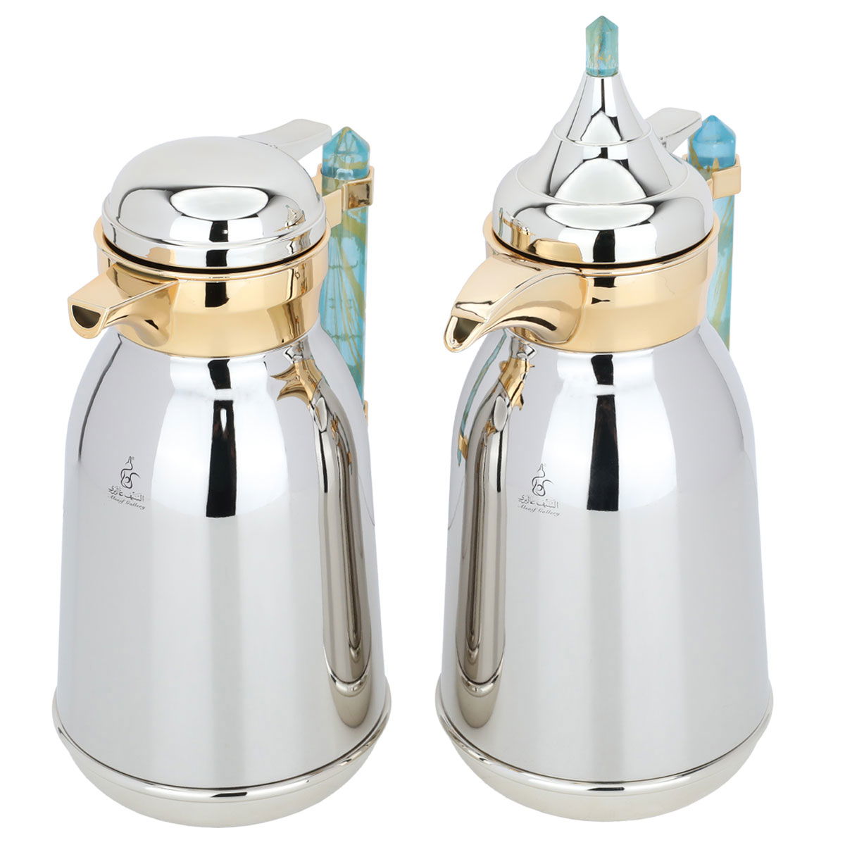 Al Saif Gallery stainless steel thermos set, 1/0.75 liter, 2 pieces - silver product image 2