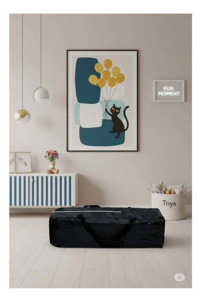حظيرة لعب اطفال فان مومنت، 125×65 سم، مع ناموسية - اسود product image 4
