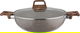 Rocky Granite Frying Pan, 30cm, Deep, Wooden Handles, Glass Lid - Brown product image 2