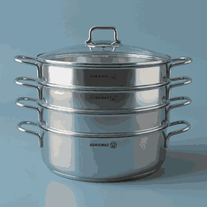 قدر مزدوج ستانلس ستيل كوركماز بيرلا، 28 سم، غطاء زجاج - فضي product image