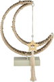 Al Saif Gallery Stainless Steel Ramadan Decor Stand, 24.5x7x30 cm, Wicker Crescent Shape, Lighted Base - White Beige product image 1