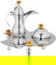 Al Saif Gallery Dallah Tamriya Hospitality Set, Noah Steel Plate, 32 x 32 x 30 cm, 4 Pieces - Silver product image 1