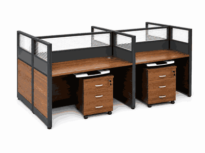 مكتب مزدوج خشب MDF، 75×120×240 سم - بني product image 2