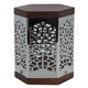 شمعدان استيل بغطاء خشبي السيف غاليري، 9×9×12 سم، منقوش - فضي product image 1