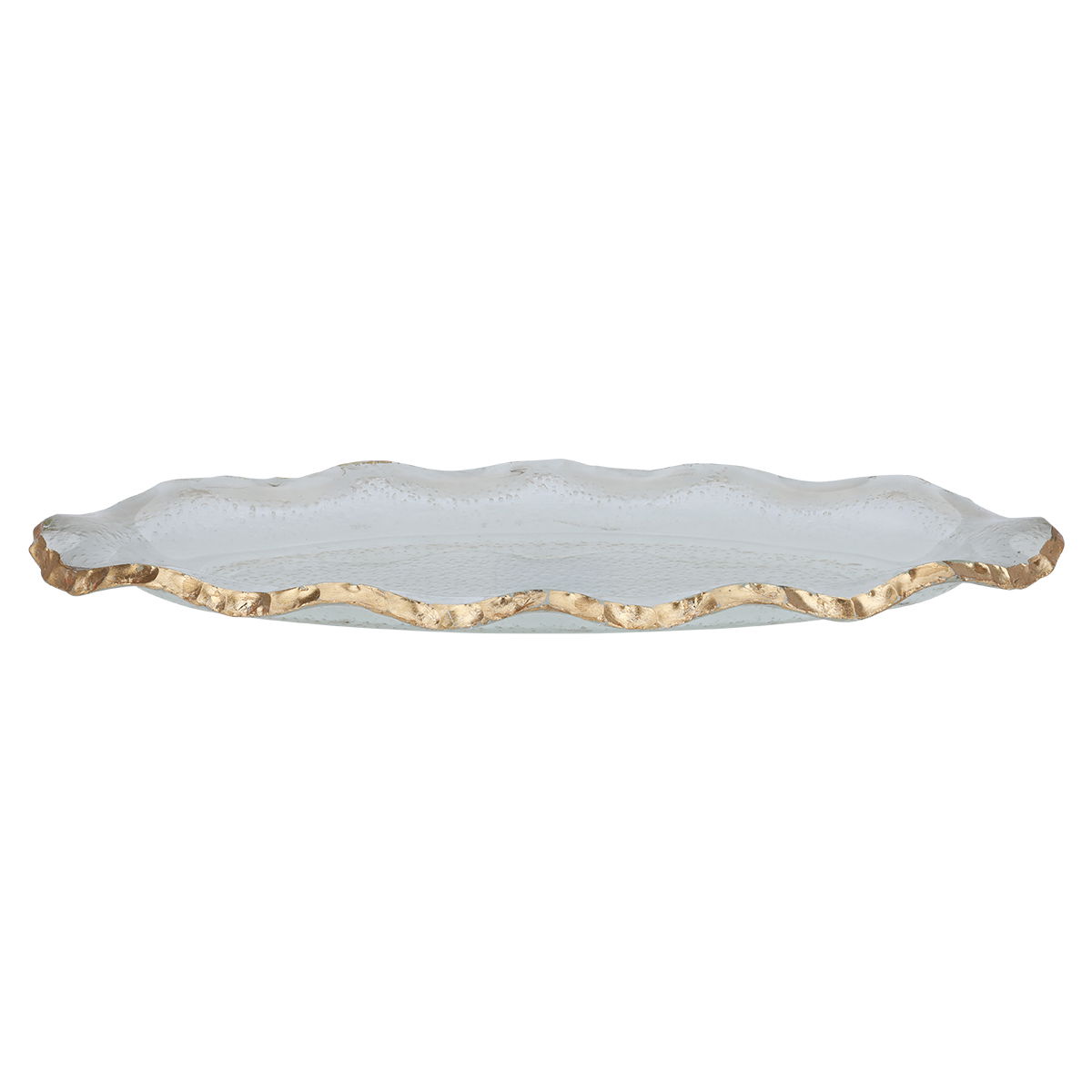 Al Saif Gallery Glass Sweet Plate with Gold Rim, 36x15x2.8 cm, Small Oval - Transparent product image