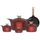 Newkline Titanium Granite Cookware Set, 9 Pieces, Wooden Handle - Cherry product image 2
