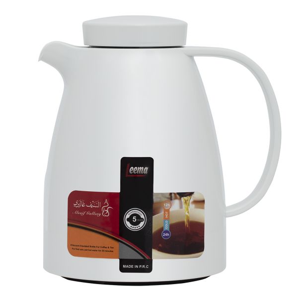 Al Saif Gallery Lima thermos, 1 liter, compressor, thermal glass inner container, plastic outer shell - white product image 1
