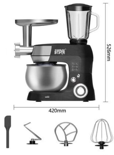 محضرة طعام ويننج ستار، 5 لتر، 2000 واط، 6 سرعات نبض، ST-5305 - فضي اسود product image 7