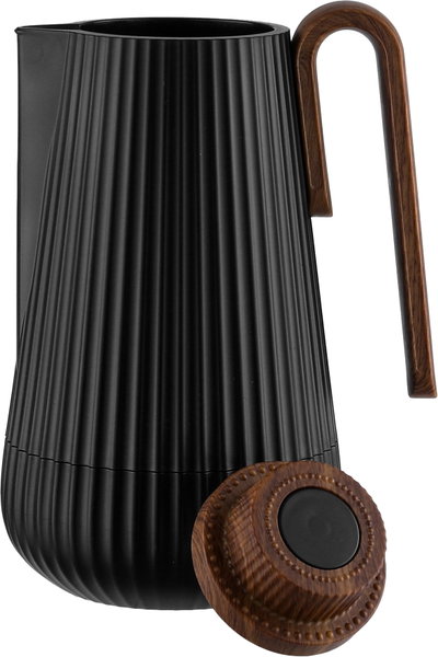 Glory Sumo Thermos, 1 liter, wooden handle, glass interior, pusher - black wood product image 5