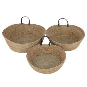 Al Saif Gallery Wicker Serving Basket, 30x30x12/28x28x9/24x24x7 cm, 3 Pieces, Round - Light Brown product image 2
