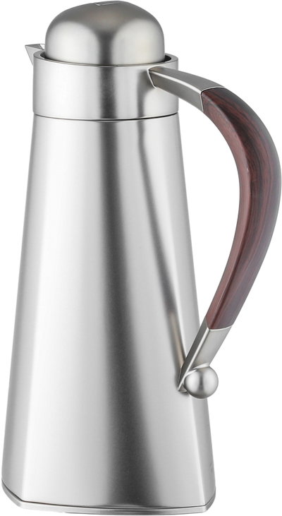Al Saif Gallery Al Yamamah Thermos Set, 2 Pieces, 0.7/1 Liter, Glass Inner Material, Wooden Handle, Press Lid - Silver product image 4