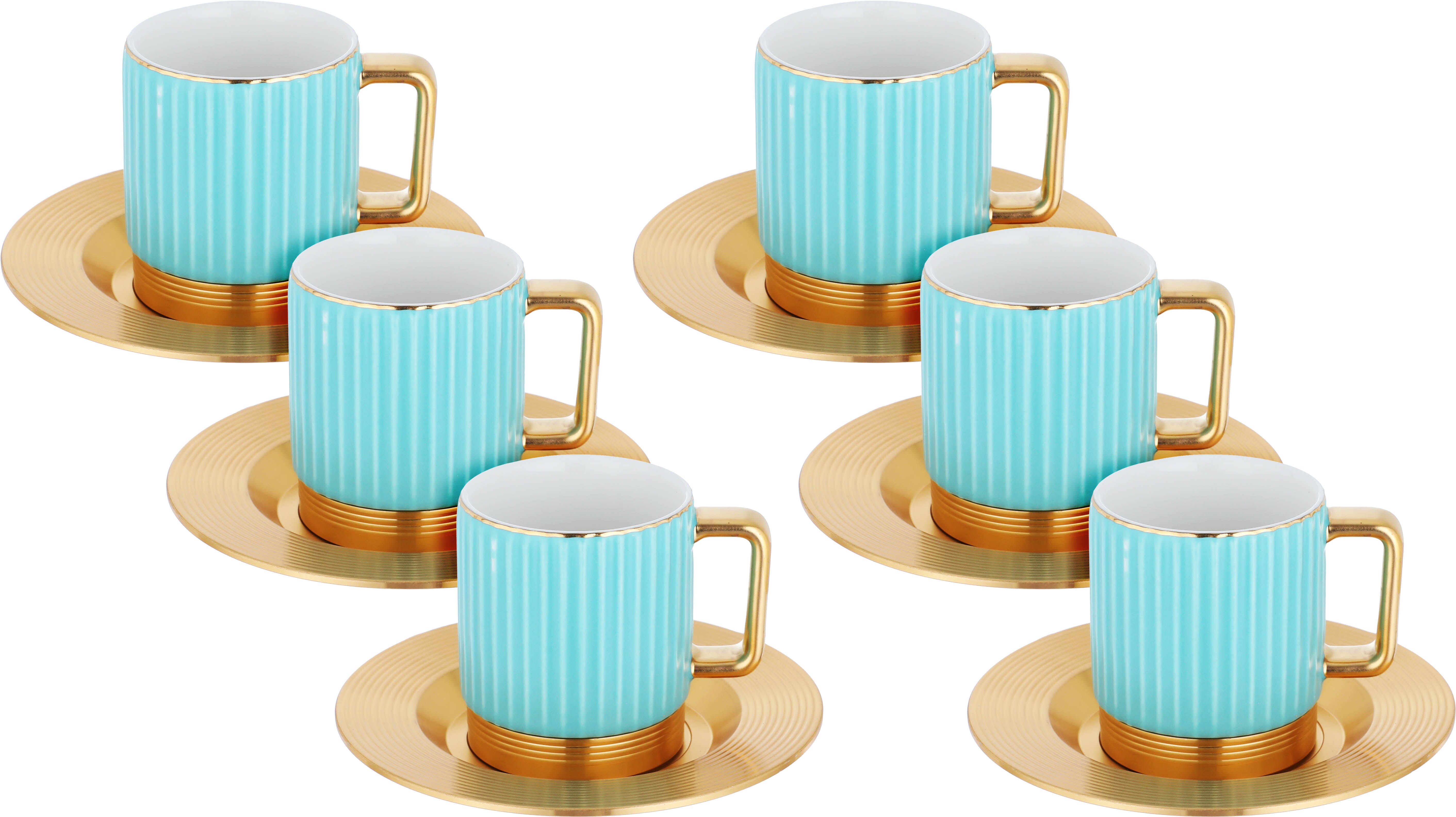Al Saif Gallery porcelain coffee cup set, 12 pieces, saucer - gold product image