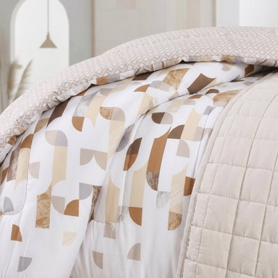طقم لحاف ساليرنو مايكروفايبر، 240x260 سم، نفرين، 9 قطع - ابيض بيج product image 5
