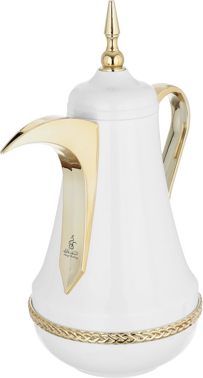 Al Saif Gallery Nouf thermos set, 0.7 / 1 liter, 2 pieces, thermal glass inner container, stainless steel outer shell - golden white product image 5