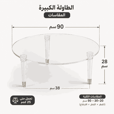 طقم طاولات اكريلك و زجاج، 5 قطع - شفاف product image 2