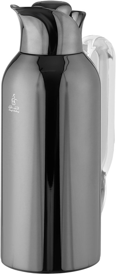 Al Saif Gallery Tuwaiq Thermos Set, 2 Pieces, 0.7/1 Liter, Glass Inner Material, Transparent Handle, Press Lid - Black product image 5