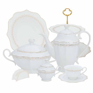 طقم سفرة بورسلان فيكتوريا السيف غاليري، 65 قطعة - ذهبي product image