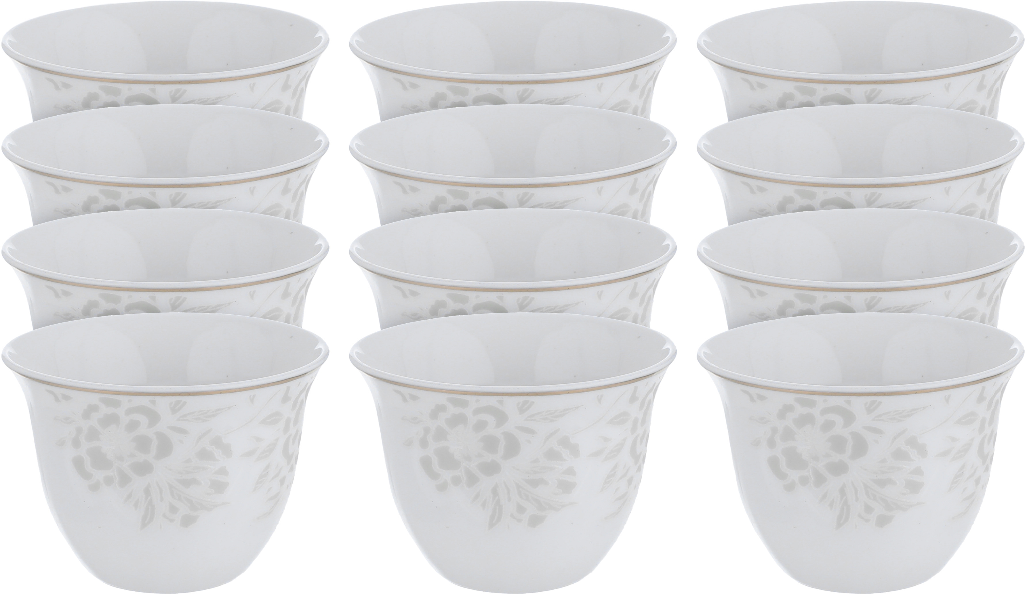 طقم فناجين قهوة عربي سعودي بورسلان السيف غاليري، 80 مل، 12 قطعة - أبيض product image