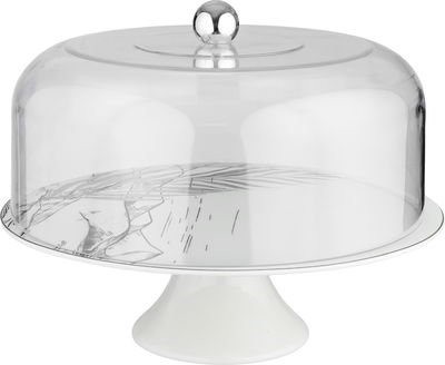 طقم ستاند كيك بورسلان السيف غاليري، 9 قطع، مشجر، قاعدة - ابيض فضي product image 3