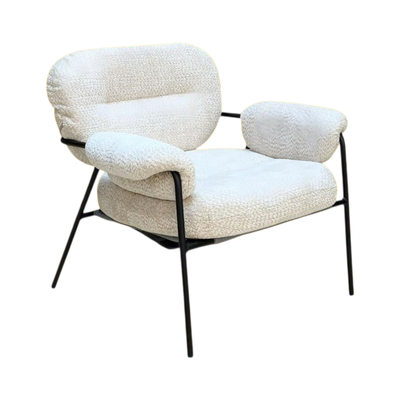كرسي مودرن معدن، 85×60×60 سم، قماش بوكليه واسفنج - بيج product image 3