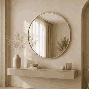 مراية دائرية زجاج، 90×90 سم، اطار معدن - ذهبي product image