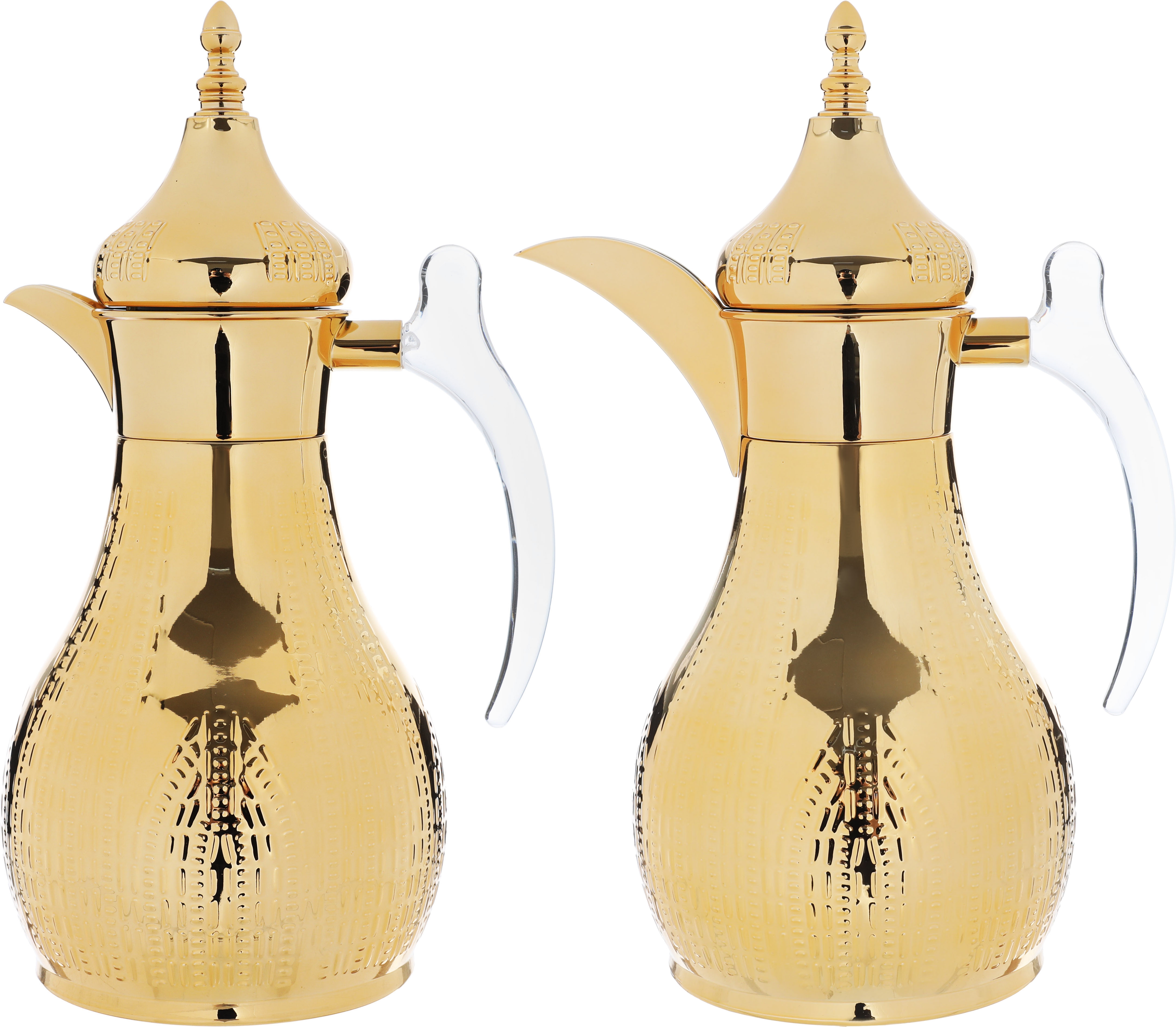 Al Saif Gallery Haila Thermos set, 1.2/1.2 litres, crystal handle, two pieces, steel inner case, steel outer case - gold product image