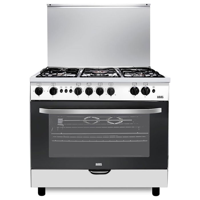فرن غاز هاس، 5 عيون، 90x60 سم، HC960FE1 - فضي product image 1
