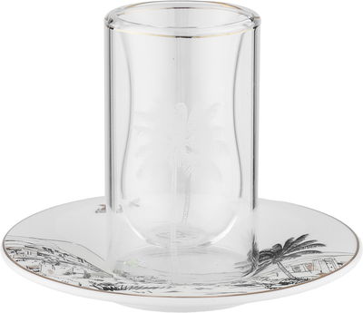 طقم بيالات زجاج و فناجين قهوة بورسلان السيف غاليري، 18 قطعة - ابيض ذهبي product image 2